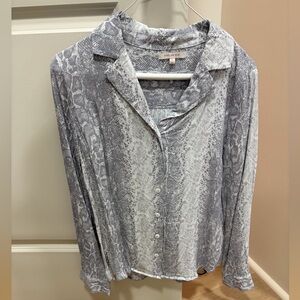 Skies Are Blue Gray Snake Print Button Down Shirt